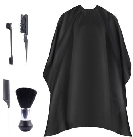 DBALL Friseurumhang Erwachsene 165 * 145cm Professionelle Haarschneideumhang Mit Friseur Zubehör Schwarze Waschbar Friseur Umhang Set für Friseurwerkzeuge Schneiden Färben und Friseur