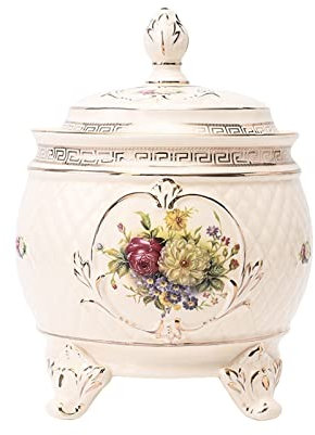 CHFYIJYHM Dispensador de arroz, dispensador de granos de porcelana, recipiente de almacenamiento de cereales de cerámica, adecuado para harina, azúcar, café, arroz, frutos secos, aperitivos, comida