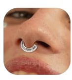 BodyBonita 16G Argentée Anneaux de Septum Piercing - Zircone Cubique Acier Chirurgical 316L Piercing Nez Anneaux Femmes Piercing Conch Oreille Helix Tragus Rook Cartilage Daith 8 mm Dual Hoop Sparkle