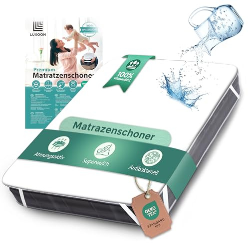 Luxoon Matratzenschoner wasserdicht 140x200cm, Atmungsaktive & rutschfeste Matratzenauflage, Schutz vor Flüssigkeiten, Staub & Milben, Waschbare Inkontinenzunterlage, Weiß