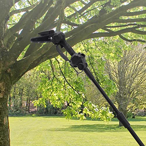 2-in-1 Telescopic Pole Saw & Mini Chainsaw, Electric Extension Pole Chainsaw Cordless Tree Pruner Pole Cutter with 1500mAh Battery, for Wood Cutting, Garden Pruning, Branch Pruning, Shrub Pruning
