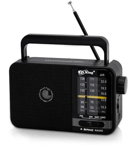 Portable FM AM Radio, Mains and Battery Radio for Home or Outdoor, Small Pocket with Excellent Reception, for Elderly, Easy to Use, Black