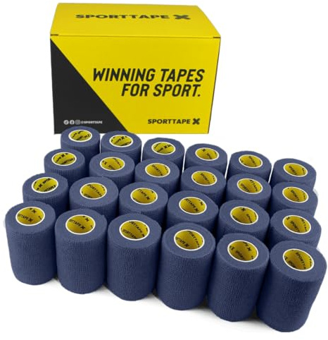 SPORTTAPE Self-Adhesive Cohesive Bandage, 24 Rolls - 7.5cm x 4.5m, Navy | Compression & Vet Wrap for Dogs, Horses, Sports Stretch Tape for Football, Ankles, Joints, Fingers, Wrists & Sock Tape