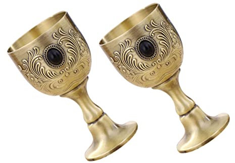 Mikinona 2piezas Copa De Vino Relieve Metálico Cáliz De Vino Vintage Copa De De Flores Para Fiesta De Mini Material Metalico