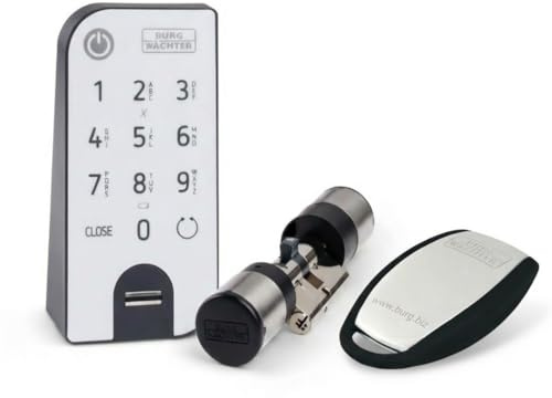 BURG-WÄCHTER Elektronisches Türschloss inkl. RFID-Transponder, Set aus Zylinder, Keypad und Transponder, Türöffnung per App, PIN, Fingerabdruck oder Funk, ENTRYeasy 7602 FP und ENTRY 7710 RFID