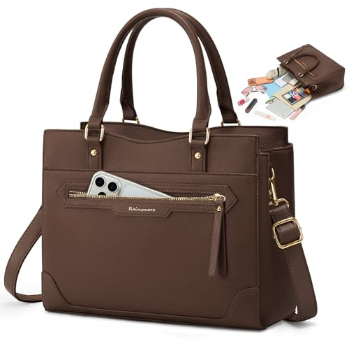 RAINSMORE Handbags for Women Waterproof PU Leather Ladies Handbags | Elegant Top-Handle Bags for 11 Inch Tablet, with Detachable Shoulder Strap, Shoulder Handbag for Shopping Daily Leisure