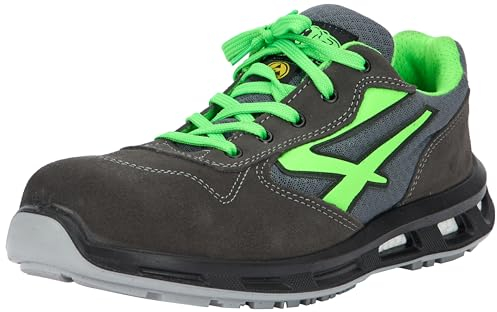 U-Power Red Lion Point, zapatos de seguridad unisex, ligeros, flexibles, de cuero antipinchazos, con inserto Infinergy, con puntera de aluminio - Grey & Green 45