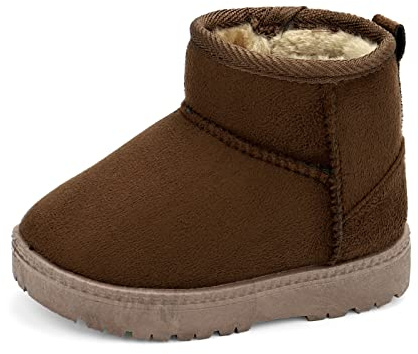 MK MATT KEELY Scarpe Invernali per Neonati Bambino Piccolo Ragazzo Ragazza Stivali da Neve,Marrone,24 EU(CN26)