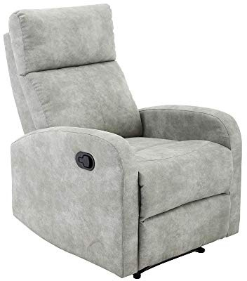 MOMMAHOME® Sillón Relax Reclinable Manual -TAVIRA - Tejido Suave Gris - Sillón Cómodo para Personas Mayores para salón y Comedor. Medidas: Ancho 71x93x Alto 101 cm.