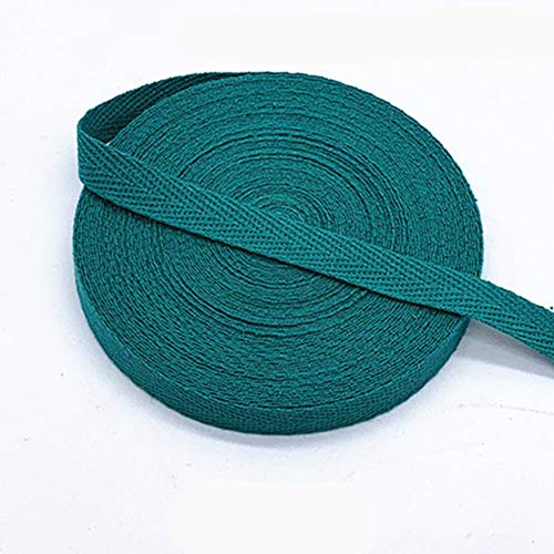 Egurs Bunt Gurtband aus Baumwolle 45m x 10mm Weich Gewebt Twill-Band Baumwollband Baumwollkordel Schrägband Köperband Twillband Fischgräten-Bänder zum Nähen Dekoband Nähenband Dunkelgrün