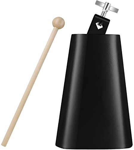 Eastrock 7 inch Metal Steel Cow Bells Noise Makers Hand Percussion Cowbell with Stick for Drum Set