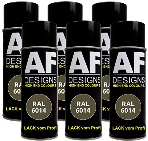 Alex Flittner Designs 6X Ral Pintura en Espray Pintura Coche Laca Colorida Lata de Aerosol RAL6014 Oliva Amarillo Mate