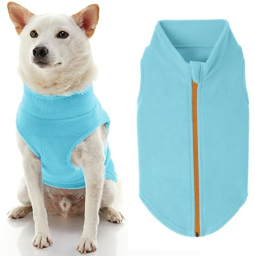 Gooby Fleece-Hundepullover mit Reißverschluss, Größe XXXL, Warmer Fleece-Hundejacke zum Hineinsteigen, ohne Ringleine, Winterpullover für kleine Hunde, Jungen und Größe M, Türkis, Größe 3XL