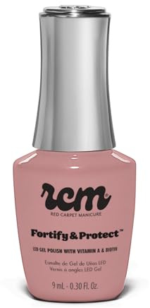 RC Red Carpet Manicure Fortify & Protect Soft Pink Crème Gel Polish for Strong, Healthy Nails - Infused with Vitamin A & Biotin - (Forever A Classic) Led Nail Gel Color, 0.3 Fl Oz