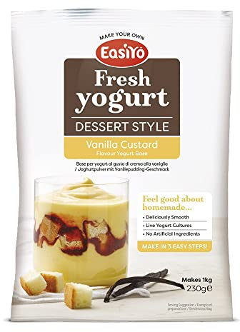 EasiYo Vanilla Custard Flavoured Dessert Style Yogurt Sachet 230g For Use With EasiYo Yoghurt Maker