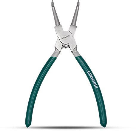 GINWORD Pinze per anelli a scatto con ganasce interne piegate, 22,9 cm, pinze per anelli elastici e punte a C per rimuovere gli anelli