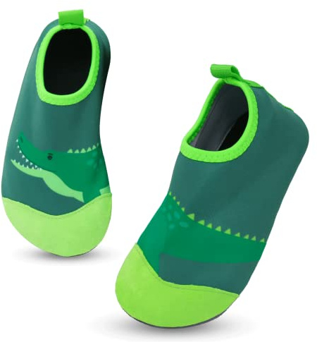 Chaussures Aquatiques Enfant Garçon Fille Chaussures de Plage Séchage Rapide Antidérapant Pieds Nus Chaussettes de d'eau Chaussons Barefoot Piscine Aqua Surf Nager Plongée Sport 24/25EU Crocodile