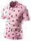 JOGAL Herren Golf Poloshirts Kurzarm Floral Sommer Freizeithemd Regular Fit Sport Outdoor Polo Tshirt Rosa XX-Large