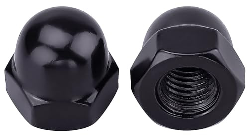 M10-1.5 Hex Head Acorn Cap Nuts, 304 Stainless Steel 18-8 Hexagon Head Acorn Dome Cap Nuts, Black Oxide Finish, Hex Drive, 10 PCS