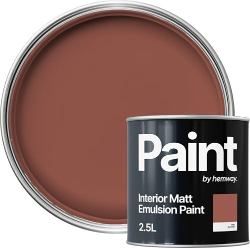 Hemway Red Oxide Paint 2.5 L, Indoor Matt Finish, One Coat, Wall Paint, Acrylic & Water-Based Emulsion, Quick Dry & High Coverage for the Kitchen, Bathroom & Bedroom Walls & Ceiling