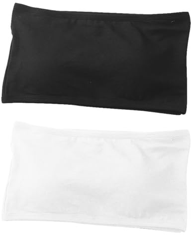 CENPEK Sujetador Bandeau Acolchado Sin Tirantes Bralette inalámbrico Sujetador Bandeau Sin Costuras Crop Tube Top Bra Bralette 2 Paquetes (Blanco + Negro)