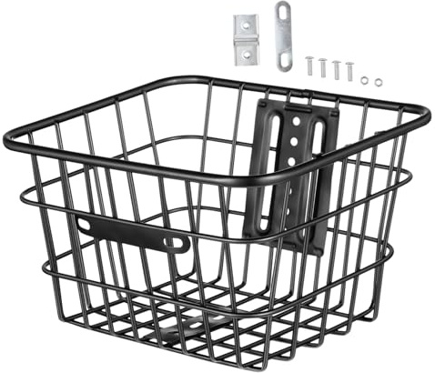Toddmomy Fahrradkorb Vorne, Metall Lenkerkorb Fahrrad Mit MontagezubehöR FüR Kleiner Hund Einkaufen Picknick Schulranzen,27.5x23x16 Cm