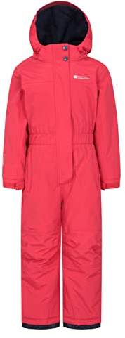 Mountain Warehouse Cloud Kids Snowsuit - Waterproof, Adjustable, One Piece Jumpsuit, Fleece Lining, Girls & Boys - Ski, Winter Active Red Kids Size 11-12 Years