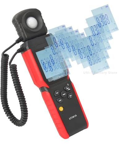 Luxmetro portatile, Misuratore di luminosità digitale integrato e diviso UT381A Illuminometro 400000 Lx 37160 Fc Luxometro con APP Bluetooth,piante acquario luce tester