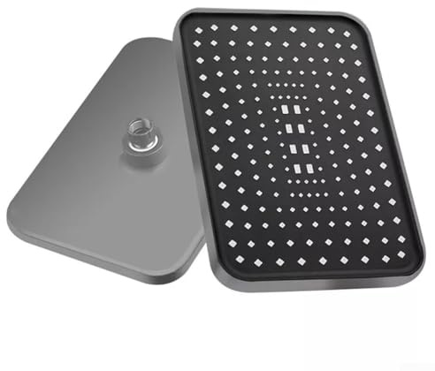 Pomme de douche à effet pluie à grand débit en ABS chromé avec rotule pivotante et buses en silicone souple pour montage mural ou au plafond (gris)