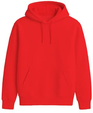 Traineando Sudadera con Capucha Básica Hombre – Pack 1, 3 o 5 Unidades – Sudadera Lisa de Algodón para Uso Diario, Trabajo, Deporte o Vestir Casual (FR/ES, Letras, XL, Regular, Regular, 1, Rojo)