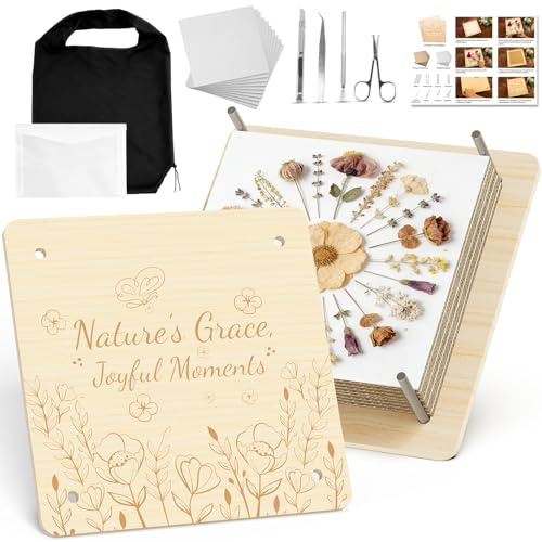 zunmial Large Flower Press Kit, 10 Layers 28 x 28 cm(11x 11) DIY Wooden Flower Press Kit with Storage Bag and 20 Blotting Papers, Gift for Adults, Kids and DIY Crafts Lovers