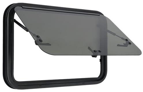 TESUGN Husvagnsfönster, 700 x 450 mm, husbil, husbil, utställningsfönster, fönster med flyggaller och integrerad rullgardin, husbilsfönster RV externt tryckfönster