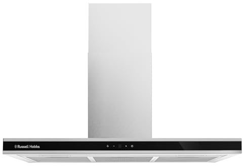 Russell Hobbs 90cm T-Shaped Cooker Hood in Stainless Steel with 3 Speed Settings, 3x Washable Aluminium Filters, Extraction or Recirculation, Boost Function, LED Lights A++ Energy Rating, RHGCH903SS