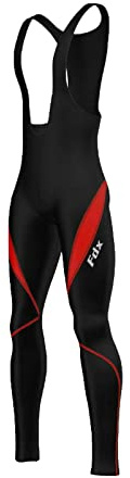 FDX Men’s Cycling Bib Tights - Italian Roubaix Fabric, Breathable, Quick Dry, Padded Thermal Cycling Bib Pants with Back Pocket - Winter Viper Biking Leggings, Bicycle Riding Trouser(Red-M)