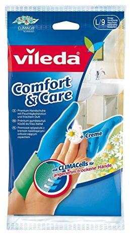 Vileda Comfort & Care Gummihandschuhe mit Kamille Lotion - 3er Vorratspack (3 x 1 Paar)