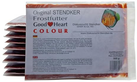 Frostfutter Sparpaket 10 x Stendker GoodHeart Diskusfutter/Rinderherz 500g Flachtafel Diskus Frost Futter + 100g Beef - Lover Granulat Gratis dazu