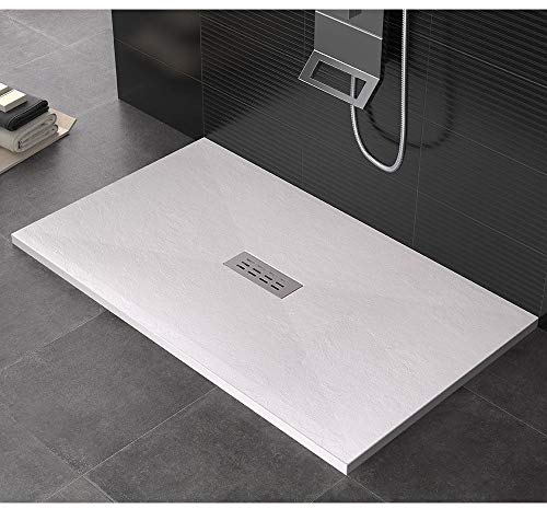 Plato de ducha 80 x 140 cm de piedra Maier Eden blanco