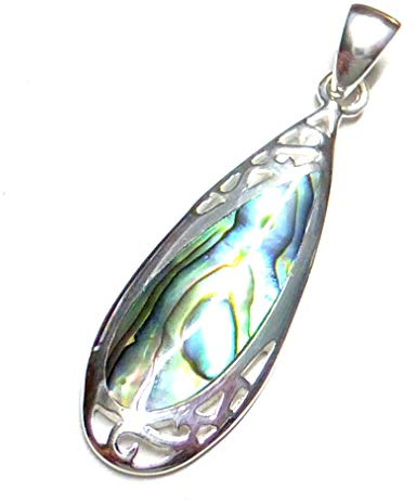 Kedjehänge, hänge silver, med äkta abalonskal, tillverkat av sterlingsilver, gåva, smycken damer, Sterlingsilver