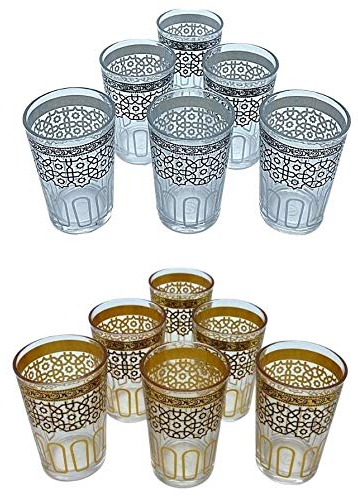 Ramadan24 6er Set Teegläser Türkisch Marokkanische Arabische Orientalische Gläser Teelichter (Grau)