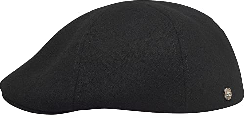 Sterkowski Rusty Flatcap | Wolle Schiebermütze Für Herren | Gatsby Newsboy Cap Schirmmütze Winter Kappe Golfmütze 59 cm Schwarz