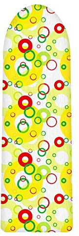 Vinsani Modern Extra Large Universal Fit Printed Ironing Board Cover Quicker & Easier Ironing 3mm Foam Layer 100% Cotton Easy Fit with Shrink Rope 135 x 46 cm - Bubbles (Iron Board not included)