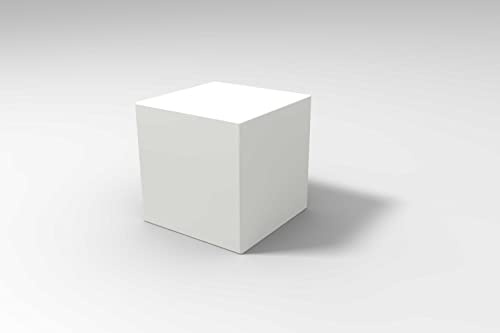 Kloris Cubo Moderno Uso Asiento y Mesa de café 35 x 35 x 35 cm, Blanco Polietileno Liso
