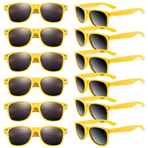 TUPARKA 12 Pack Sunglasses in Bulk School Party Goody Bag Fillers for Birthday Party Beach Pool Party, Yellow