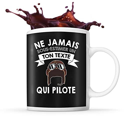 Mug pilote d'avion Prénom métier âge Personnalisable | Tasse drôle pour | idée cadeau anniversaire Noël fête des Pères