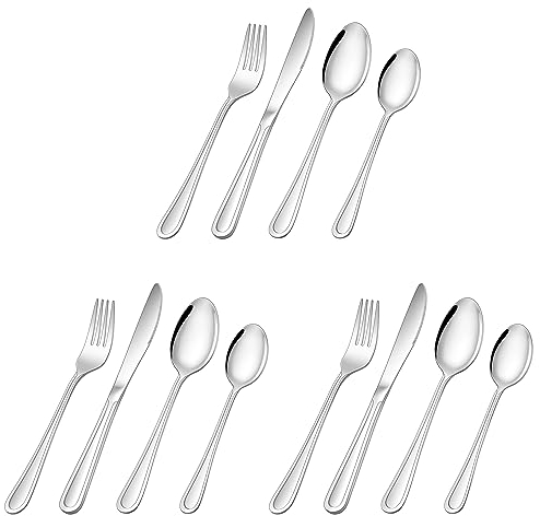 Herogo Kinderbesteck, 12 teiliges Edelstahl Kinder Besteck Set, Kindergeschirr Kinderbesteck Set mit Gabel Messer Löffel für Jungen/Mädchen, Gesund & Sicher, Glatte Kante, Spülmaschinenfest
