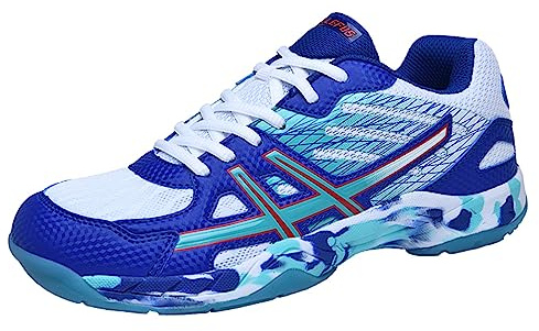 JiuQing Zapatos De Tenis para Hombre Y Mujer Zapatillas De Voleibol De Bádminton Zapatillas Ligeras Transpirables para Interior,Azul,41 EU