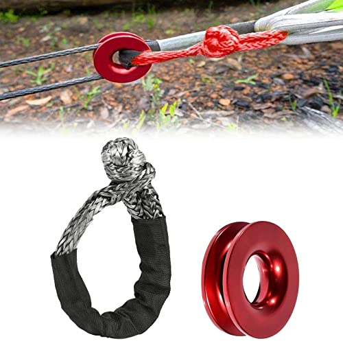 Grillete 1/2 sintético grillete cabrestante cuerda con recuperación de presión, 41000 libras y fundas protectoras suave juego de grillete para ATV UTV SUV Offroad remolque carro (negro Soft Shackle)