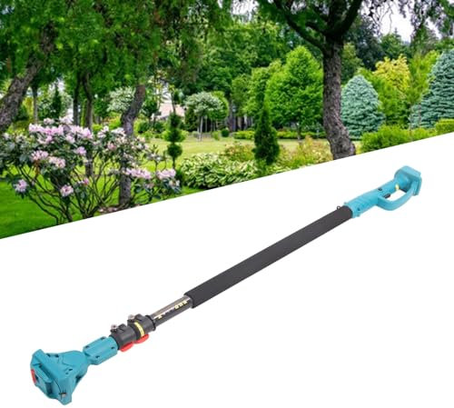 Cordless Electric Pruner Extension Pole, Anti Slip Handle Electric Pruner Pole,180 Degree Rotatable Head High Branch Trimming Pole 4.27 to 8.2ft Length for Garden Blue