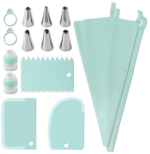 Kit di tubazioni da forno, facile da usare, kit di sac à poche e ugelli, sacchetti riutilizzabili da 15 pezzi, kit sicuro e facile da pulire per decorare torte e glassare le creazioni culinarie