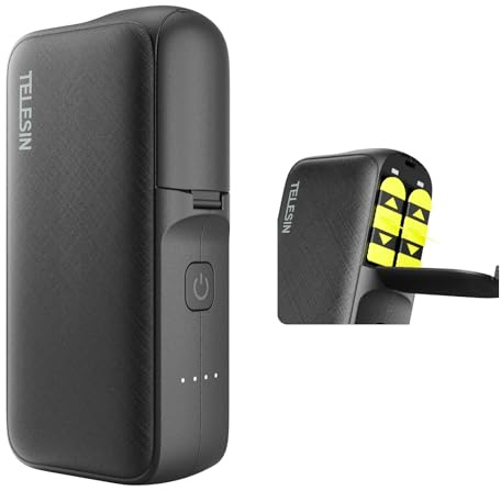 TELESIN 10 000 mAh batteriladdare powerbank för GoPro Hero 13, snabbladdare med dubbla fack för GoPro Hero 13, multifunktionell bärbar powerbank batteriladdare helt kompatibel med Gopro Hero